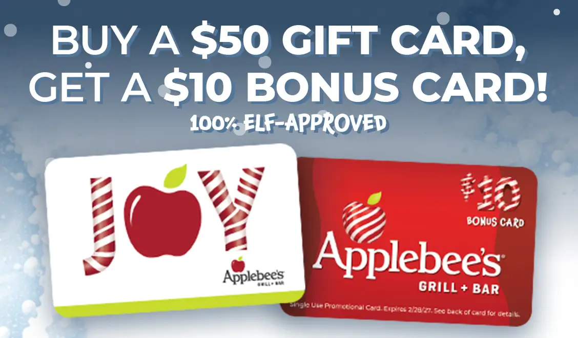 Applebee's Holiday Gift Card Deals - Buy $50, Get $10 Bonus Gift Card