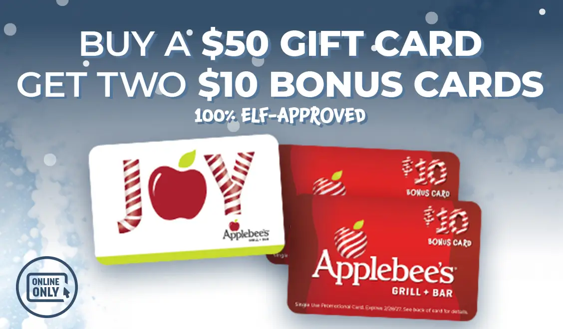 Applebee's Restaurant Gift Card Flash Sale - Get TWO $10 Bonus Cards