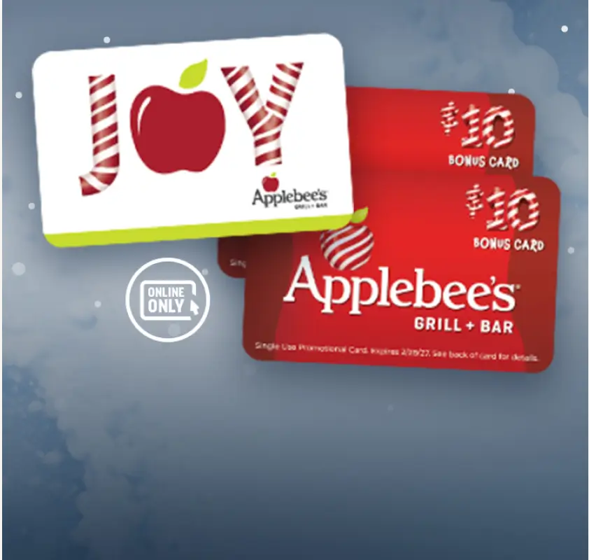 Applebee's Restaurant Gift Card Flash Sale - Get TWO $10 Bonus Cards