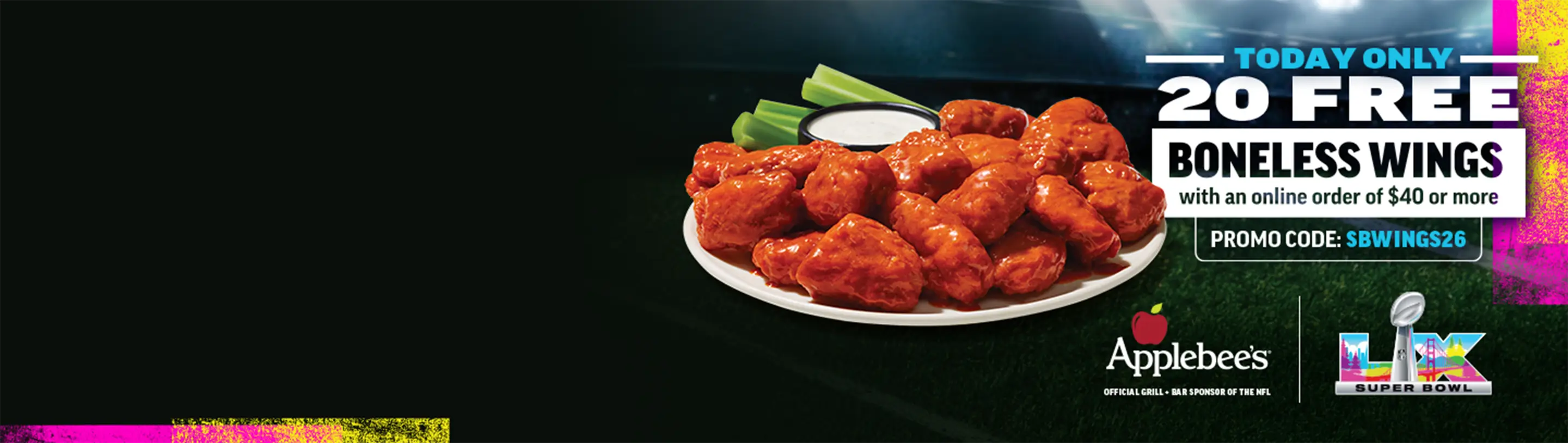 Image of Applebee’s® Wing Deals Near You - Get FREE Wings for Super Bowl!