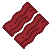 Red Icon of Two Slices of Bacon