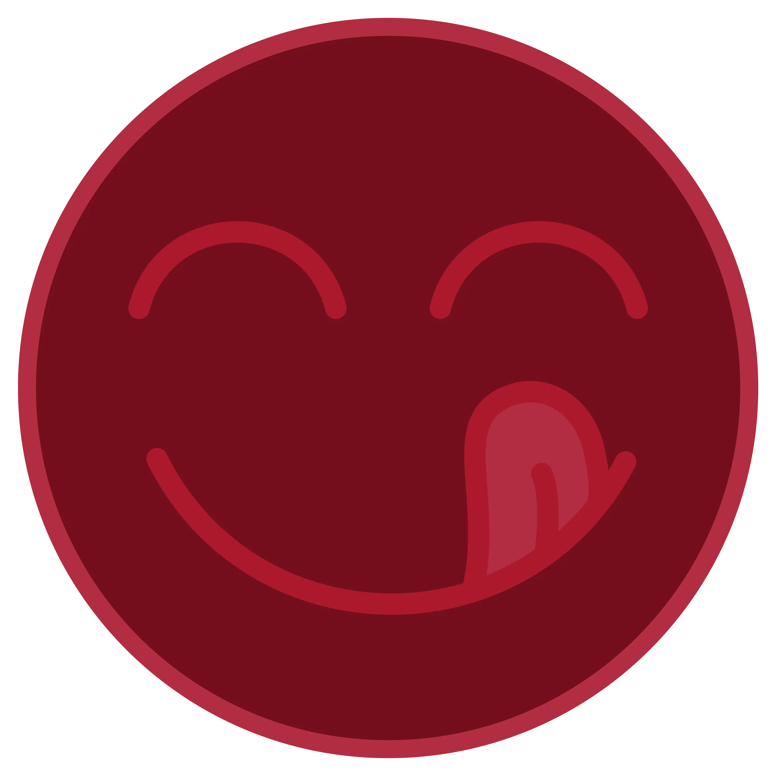 Icon of a Red Smiley Face with Tongue Sticking Out